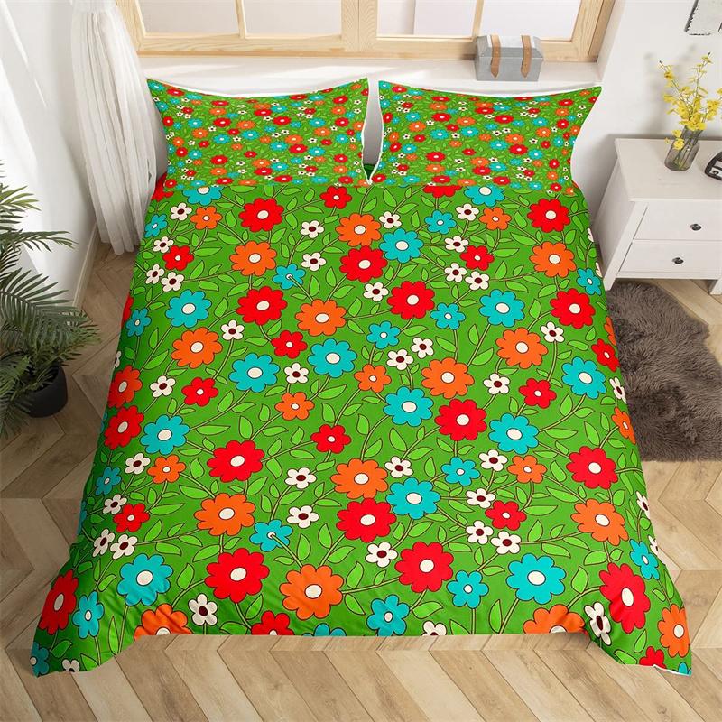 

Ретро 70-х Рок-н-рол Стиль Підковдра Квін Мікрофібра Психоделічний Гриб Постільна Білизна Декор Кімнати Подарунки Райдужна Квіткова Наволочка 180*220cm 3pcs