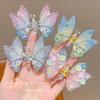 Rhinestone butterfly hairpin hair ornament colorful side clip cute high-end fringe jewelry