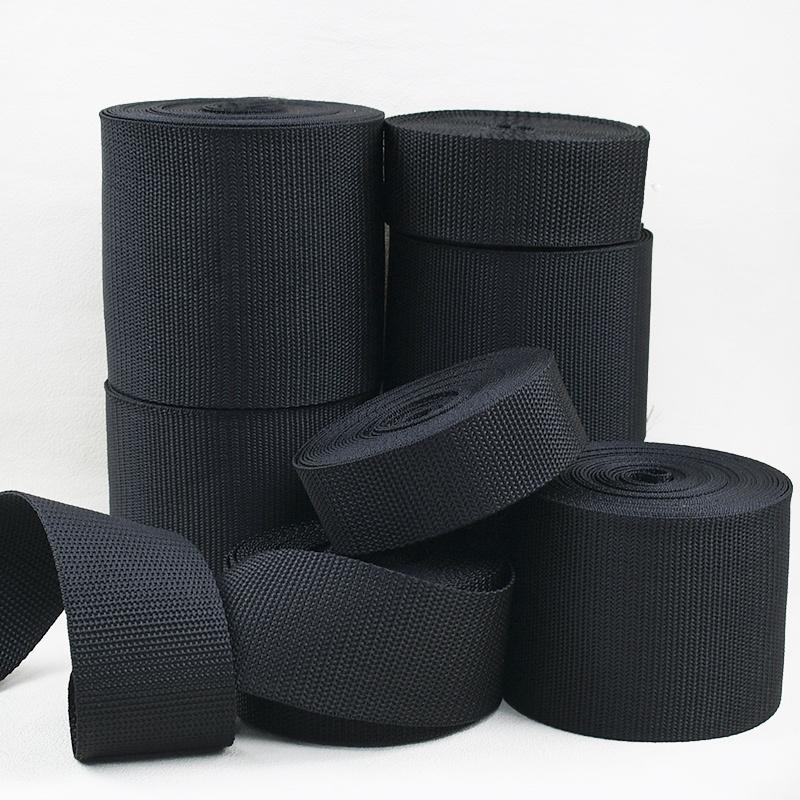 20/50M Black Nylon Webbing Tape 20-100mm Backpack Ribbon Strap At The Meter 1.3mm Thick Safety Belt Sling Sewing Bias Supplies