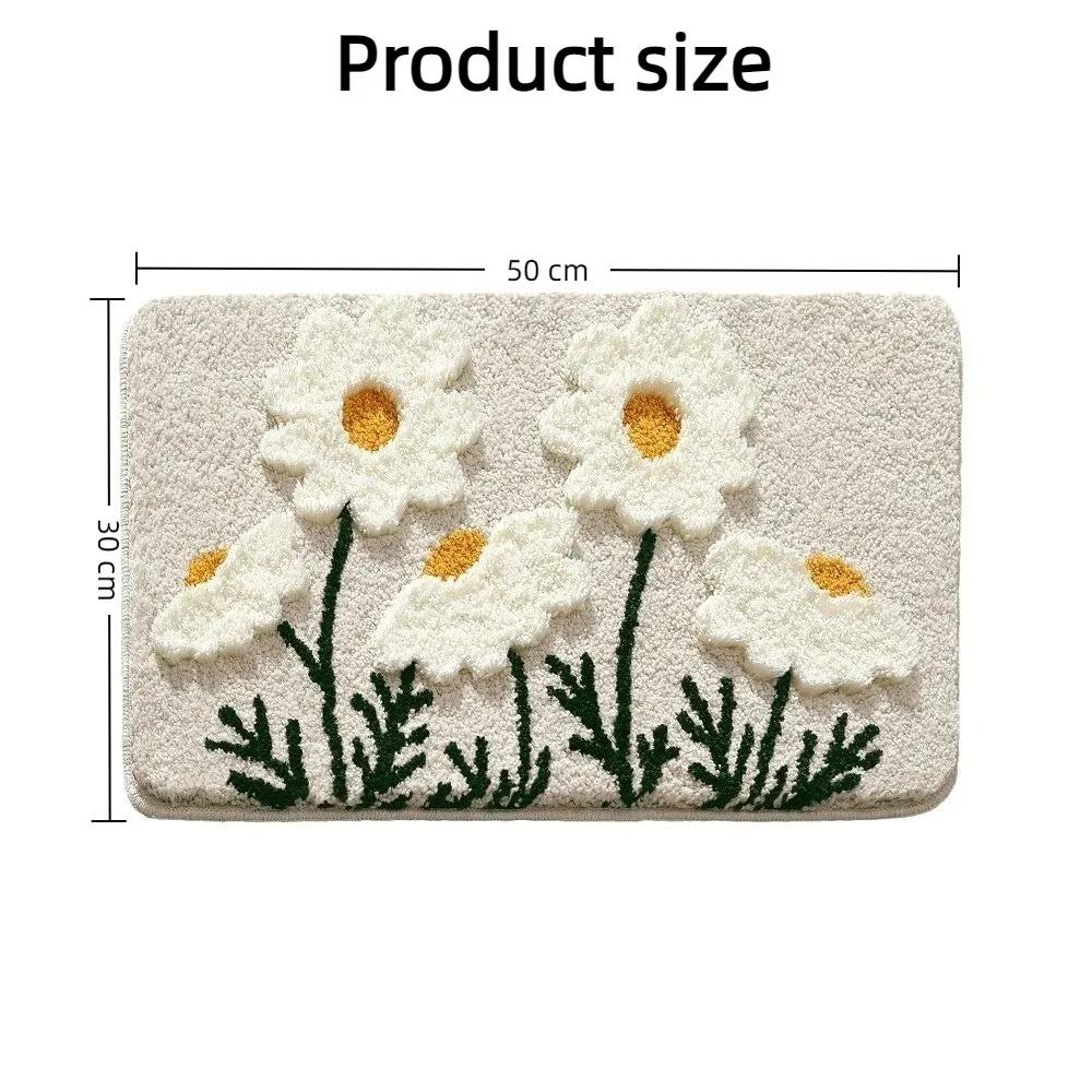 Small Fresh Floral Bathroom Floor Mat Soft Durable 30*50cm Absorbent Floor Mat Non-Slip Carpet Bathroom Entrance