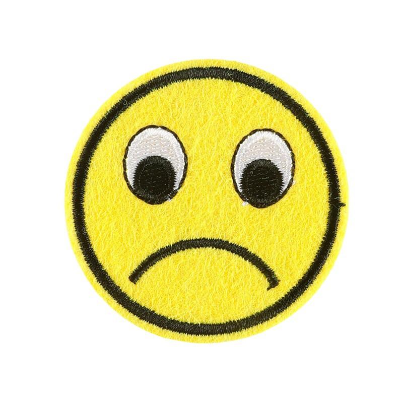 Patch Bordado de Rosto Sorridente de Desenho Animado para Chapéus, Bolsas e Roupas