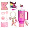 Ensemble d'accessoires 7 pièces pour gobelet Stanley 30 oz 40 oz Initiales Couvercle de paille en silicone Bouchon Bottillon Poignée Charme Autocollant