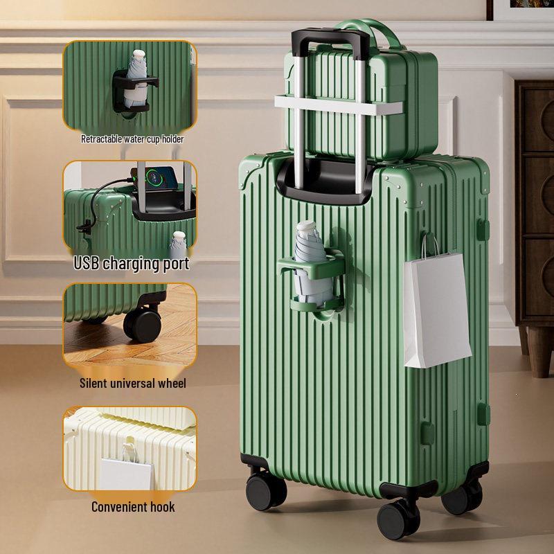 Front Hook Trolley Luggage Case for Students, Large Capacity Travel Case, Secure Men's Password Suitcase
