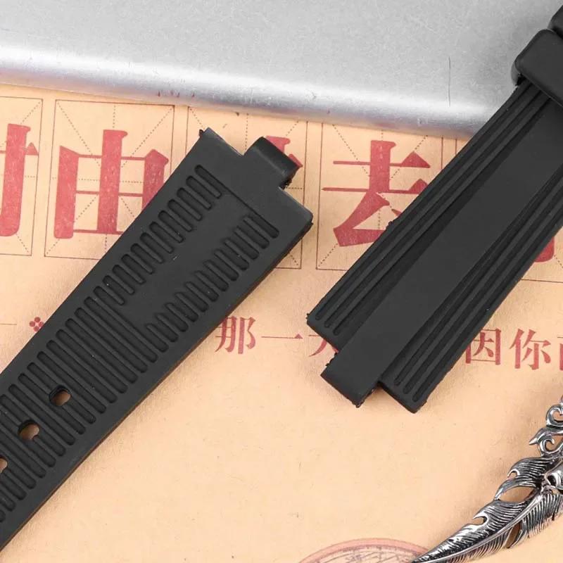 Für Bulgari DIAGONO Serie erhöhte Kante Uhrenarmband wasserdichtes Silikon-Uhrenarmband schwarzes Uhrenzubehör 22 * 7mm
