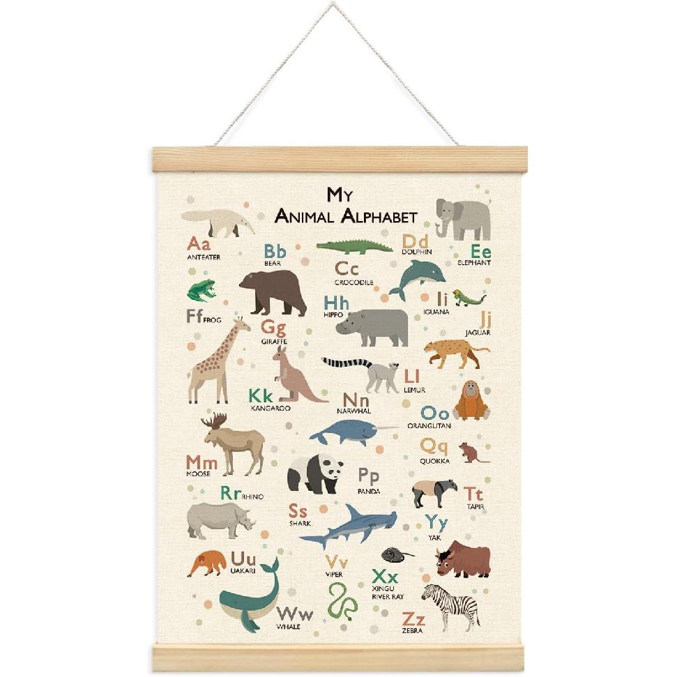 XYDEG Transportation Car Alphabet Numbers Poster Hanger Frame,Baby Boy Nursery Playroom Wall Decor, Nursery Decor,ABC Banner Poster Wall Art with