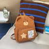 Cartoon Bear Kindergarten Schoolbag Corduroy Backpack for Primary School Students