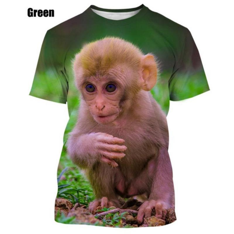 

Мужская повседневная футболка с короткими рукавами и принтом «Маленькая обезьянка» Мужская футболка 6XL