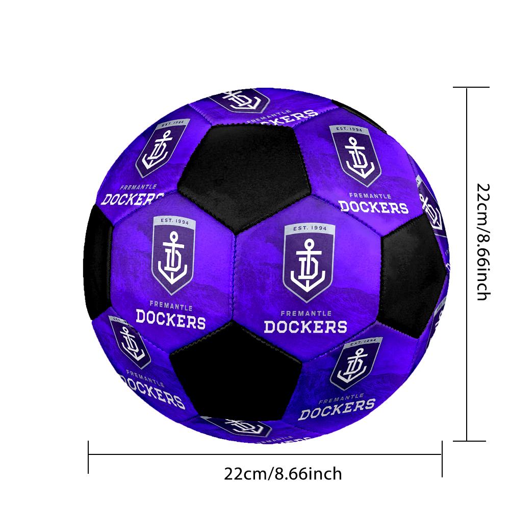 Fremantle Dockers (AFL) Soccer Ball Colorful All Ages Machine Stitched PVC Competition Ready Durable High-Bounce