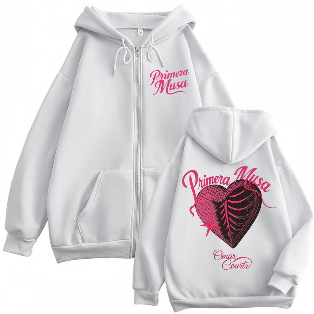 Omar Courtz Double Sided Graphic Zipper Hoodies Fashion Y2k Oversized Zip Up Pullovers Men Women Casual Long Sleeve Sweatshirts