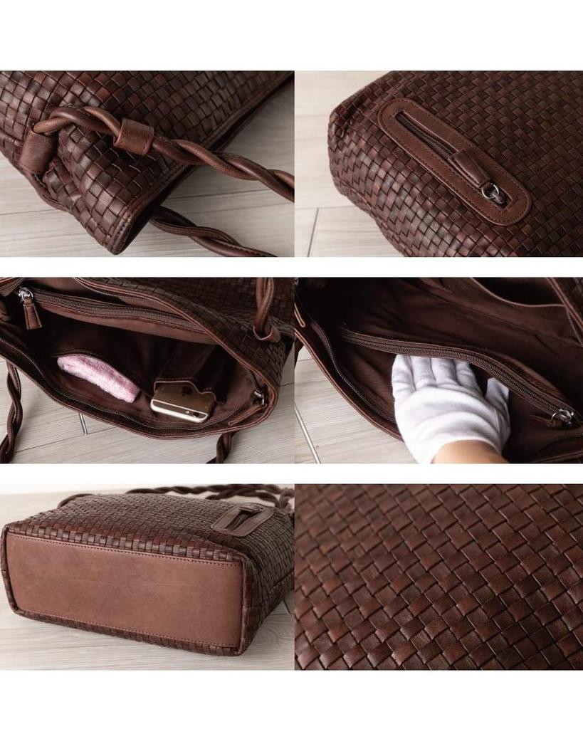 BAG since Imai Bag totrue Genuine Leather Handbag with Twist Tote Woven Pony [IMAI 1977] Handle, Bag, (33163 Black)