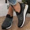 Fashion Women's Thick soled Sneakers Spring Summer New Style Diamond Inlaid Fashion Round Head Casual Comfortable Single Shoe
