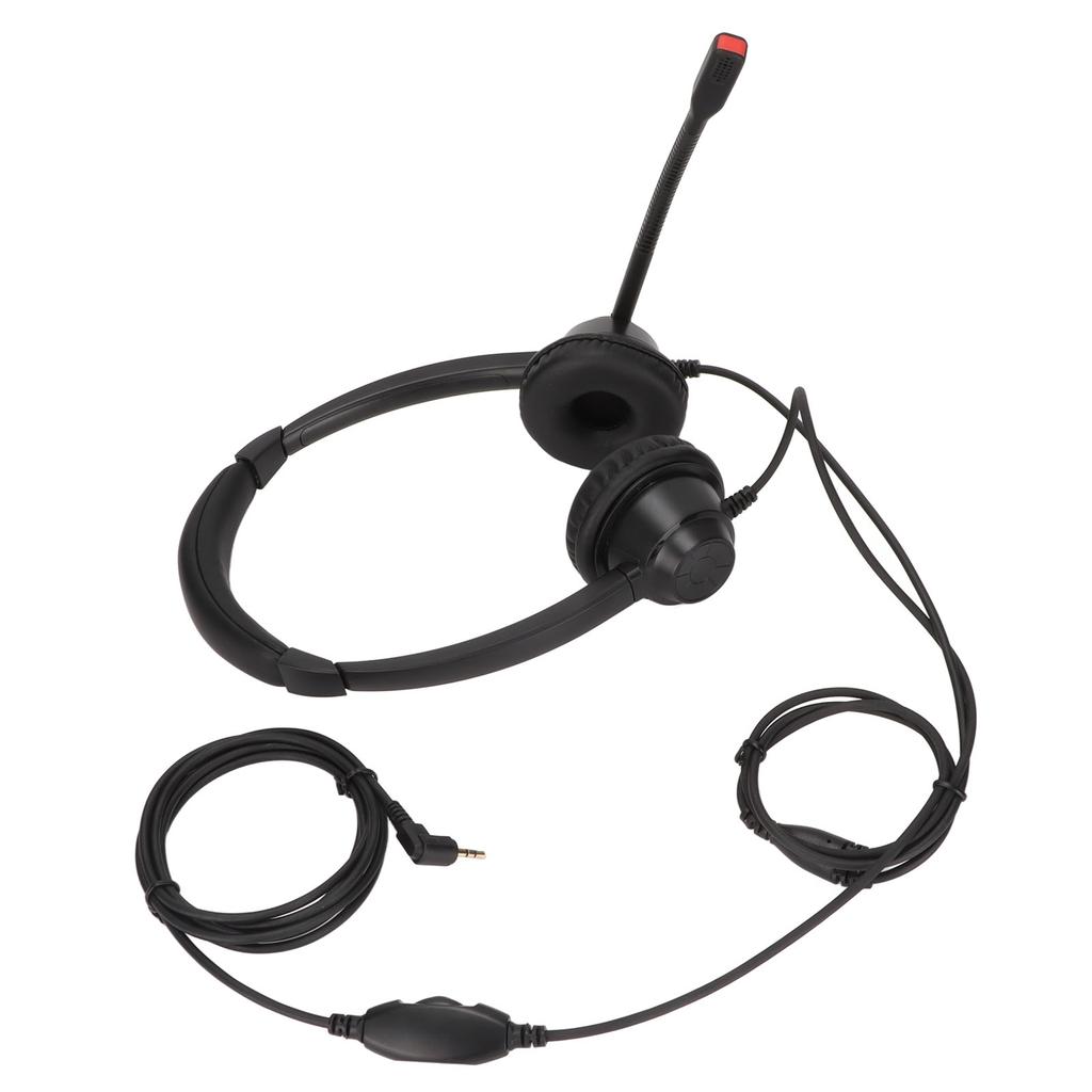 2.5mm Business Headset Binaural Corded Headset with HD Mic for Home Office Call Center Telemarketing Binaural Corded Headset