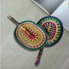 Vietnam Imports Hand Woven Seaweed Fan Oval Dopamine Daily Ins Style African Element Decoration Homestay Summer