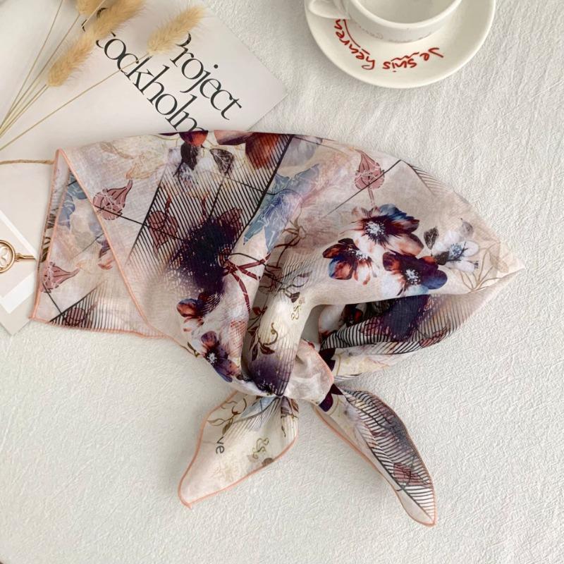 Square Scarf Cotton High-end Literary Bag, Headscarf, Headband, Neck Protection, Scarf, Small Shawl, Scarf, Silk Scarf.