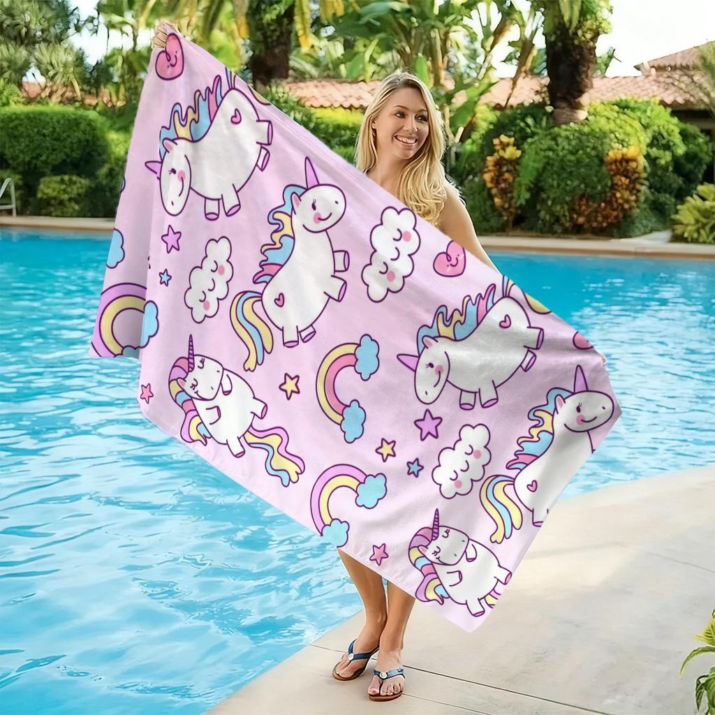 1pc Unicorn Beach Towel Quick-drying Super Absorbent Suitable for Swimming Beach Pool Gym Summer Gift for Friends And Families