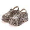 Fashion Rimocy Leopard Print 9Cm Women Hole Shoes Summer Thick Bottom Clogs for Woman Chunky Platform Slippers Non-Slip Garden Sandals