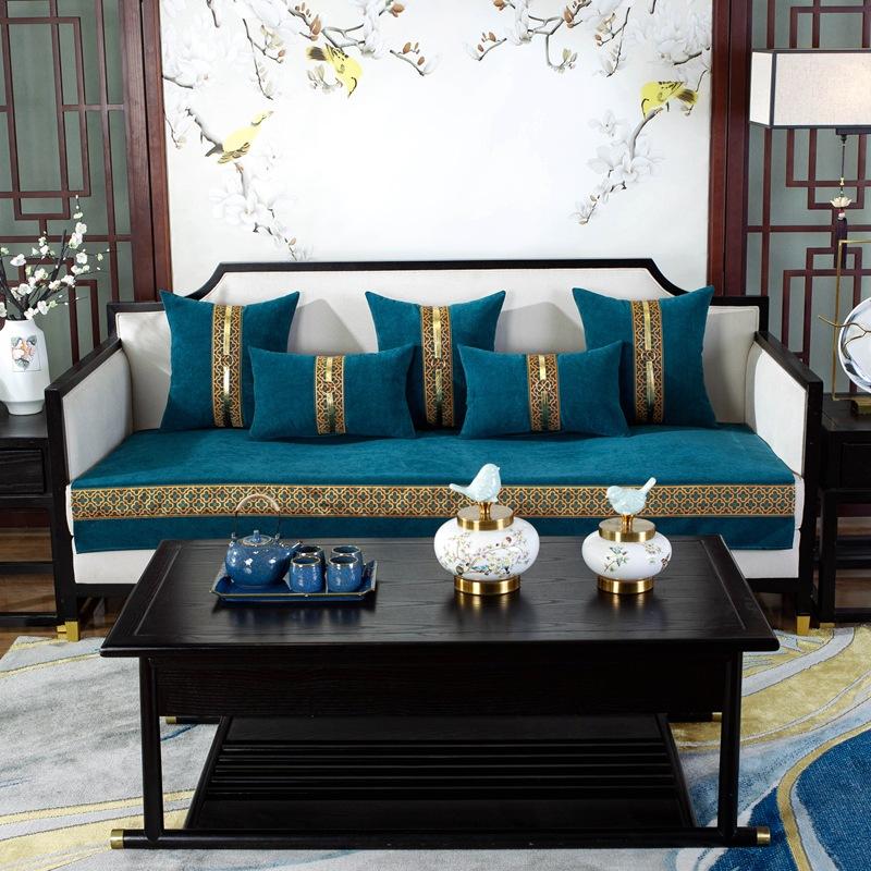 

Подушка для дивана с четырехлистным клевером Four Seasons Universal Modern New Chinese Anti-Slip Подушка для дивана Чехол для дивана Ткань 70x70cm синий