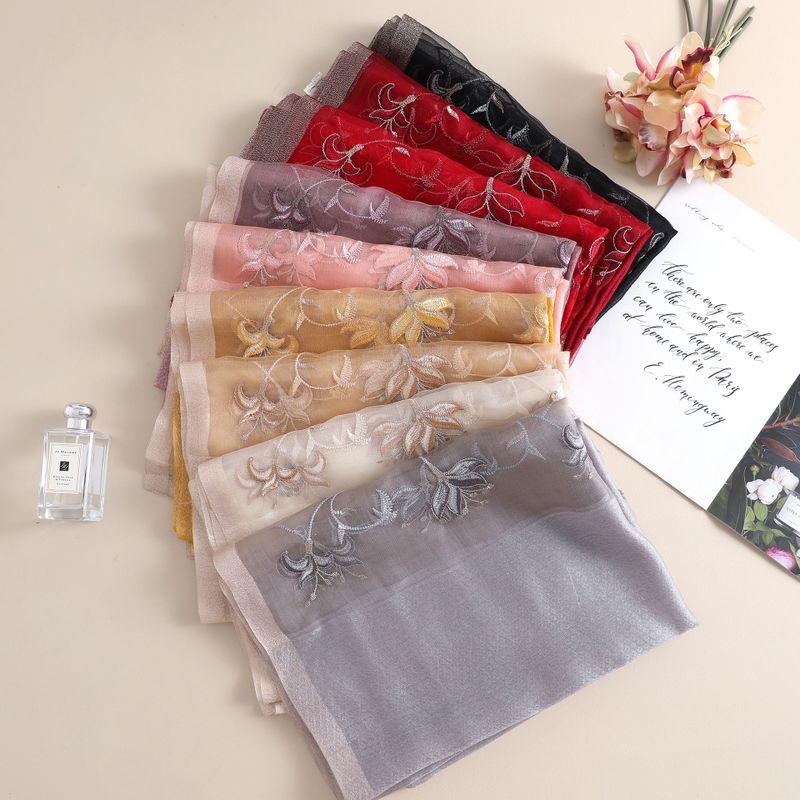 Rushed  Silk Women Scarf Warm Wool Shawls Lady Wraps Bufanda Floral Pashmina Embroidery Scarves Foulard Hijab
