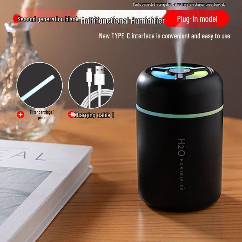 USB-Powered Silent Mini Humidifier for Home and Bedroom, Large Mist Volume, Air-Conditioned Room Aromatherapy Device.
