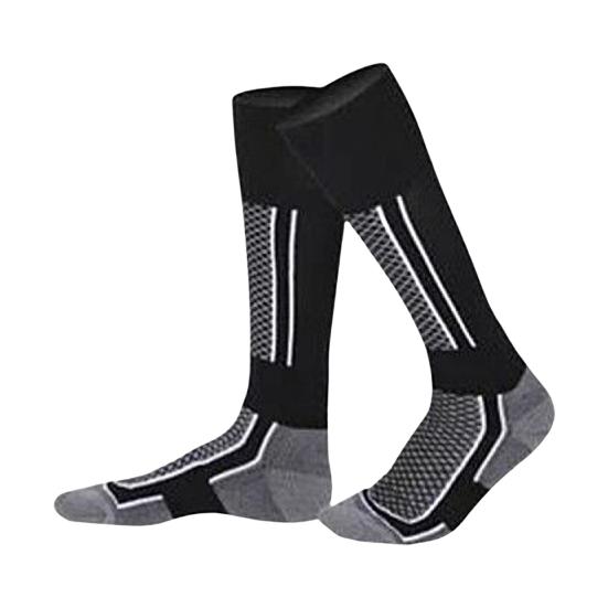 1 Pair Ski Socks Knee Thickened Quick Moisture Wicking Terry High Stretchy Drying Winter Thermal черный серый