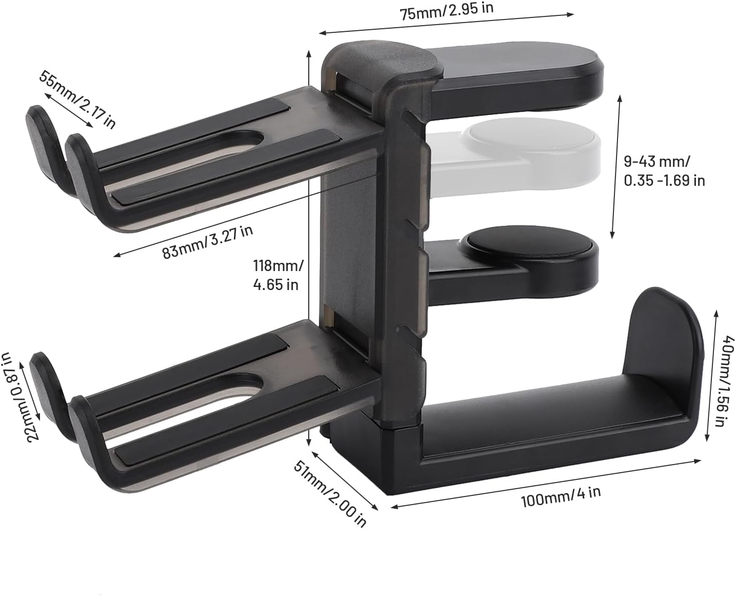 

3-in-1 No Punch Table Clip Hook Headphone Holder 360° Rotating Controller Holder Miscellaneous Storage Hanging Hooks чёрный