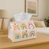 1pc Adorable Animal Tissue Holder- Featuring a Rainbow Clouds Design, Sturdy Fabric for Decorative Storage In Kitchen, Living Room, Bedroom, Or Car- V
