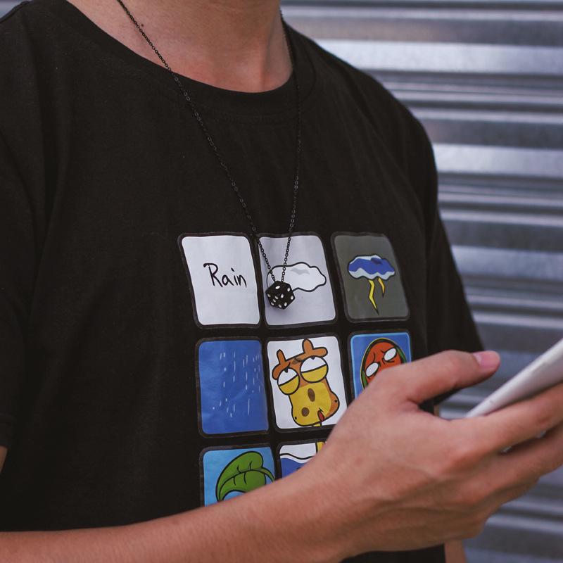 Trendy Unisex Lucky Dice Pendant Necklace: Minimalist Solid Color Design