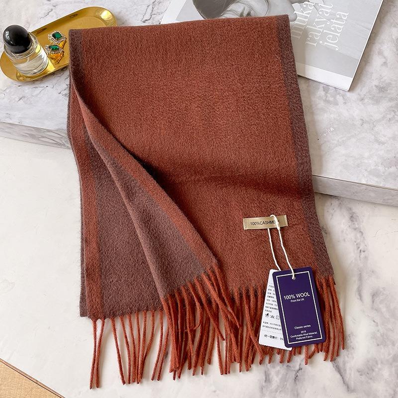 Color solid color matching scarf women's winter new high-end cashmere mother scarf gift