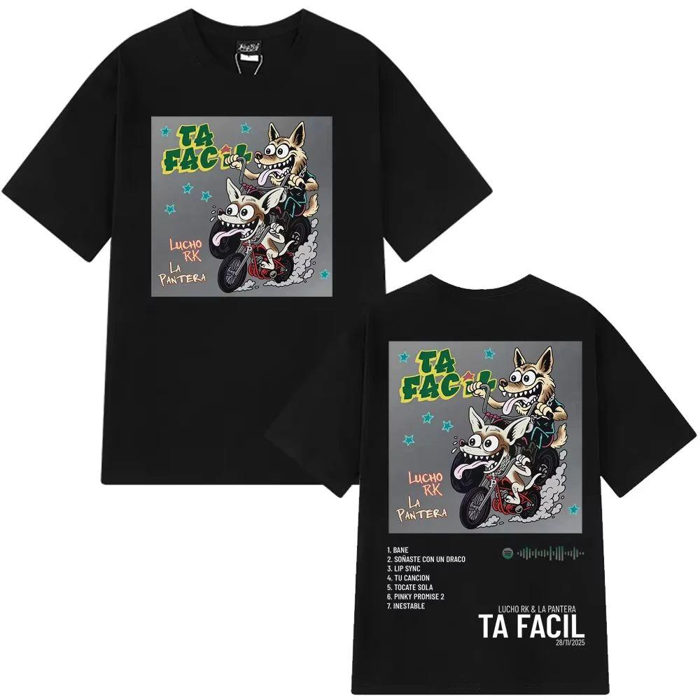 

Hip Hop T Shirts Rapper Lucho Rk La Pantera Ta Facil Album Fashion Print T-shirt Punk T-shirts Loose Casual Cotton T-shirts 5XL різнокольоровий