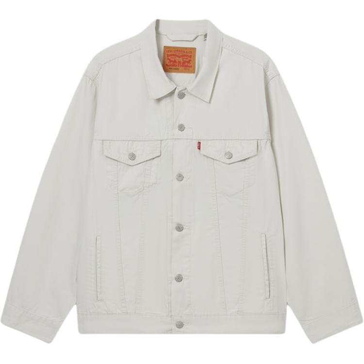 Levis Loose Fit Solid Color Simple Casual Polo Collar Long Sleeve Work Jacket Men Jackets Gray White A5782-0066