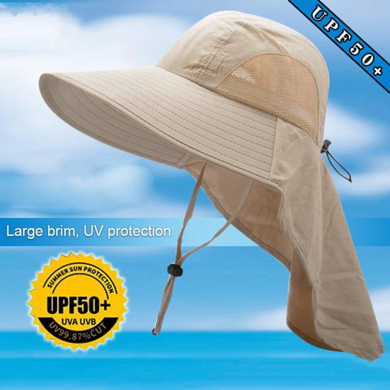 Unisex Sun Hat Neck Protection Hollow Mesh Windproof Fixed Strap Anti-UV Foldable Sunscreen Breathable Gardening Fishing Outdoor Cap