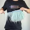 Feather1Meter Fluffy Blue Ostrich Feathers Trim Fringe 8-10cm Wedding Decoration Feather Ribbon for Party Clothing Sewing Plumes Crafts