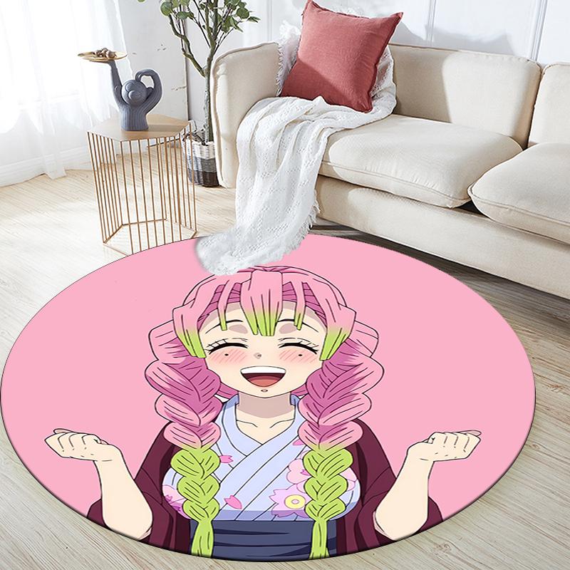 Cartoon Print Round Area Rug,Carpet Rug for Living Room Bedroom Sofa Playroom Decor,Non-slip Floor Mat
