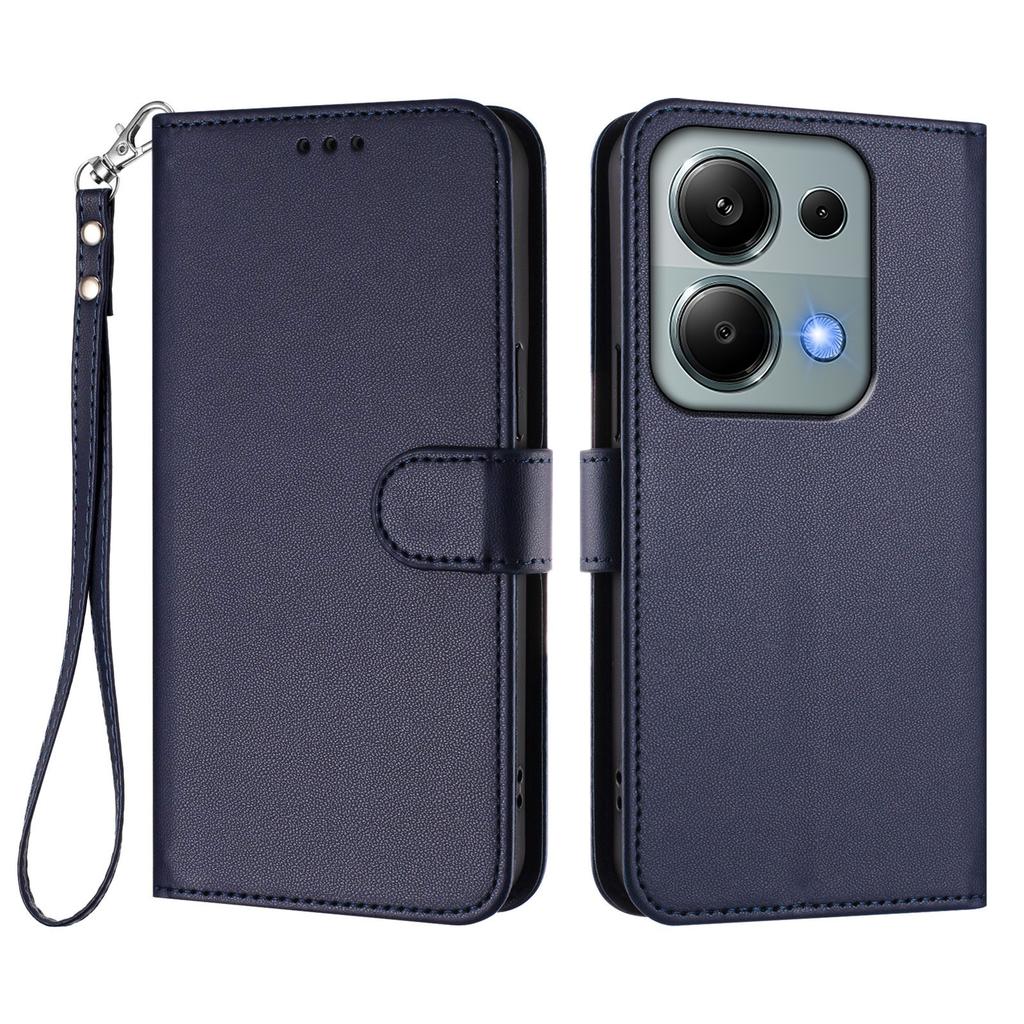 For Xiaomi Poco M6 Pro 4G/Xiaomi Redmi Note 14S 4G/Xiaomi Redmi Note 13 Pro 4G Leather Case Wallet Stand Phone Cover with Wrist Strap