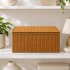 Rattan-Style Storage Basket with Fitted Lid Rustic for Living Room, Shelf