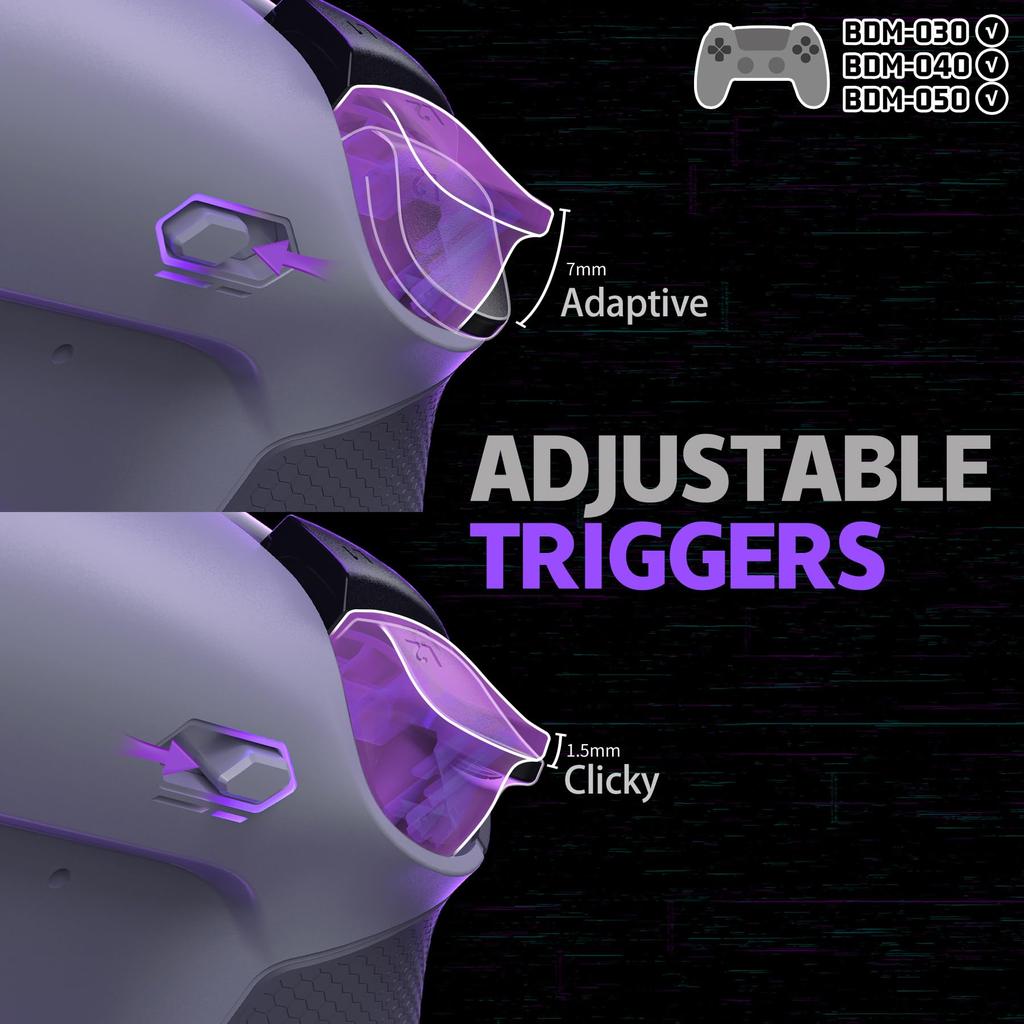 Zestaw eXtremeRate RISE4 Plus MAX Back Paddle Kit kompatybilny z kontrolerem PS5 040 z dolną powłoką Clicky Trigger Stop Rubber Remappable Back Button Kit