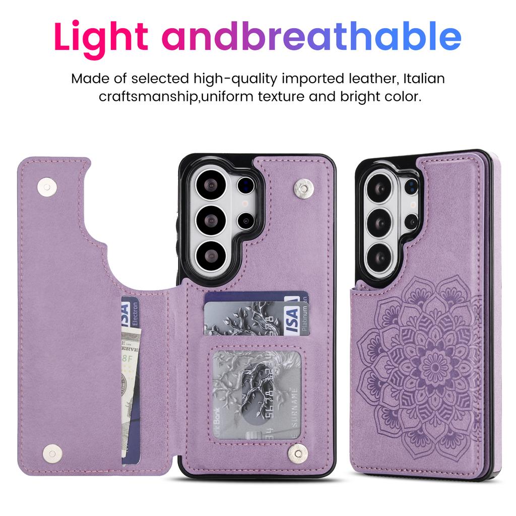 Emboss Flower Magnetic Cards Solt Wallet Leather Phone Case for Samsung A56 A36 A16 S26 Ultra Edge S25 Plus S24 FE S23 Cover