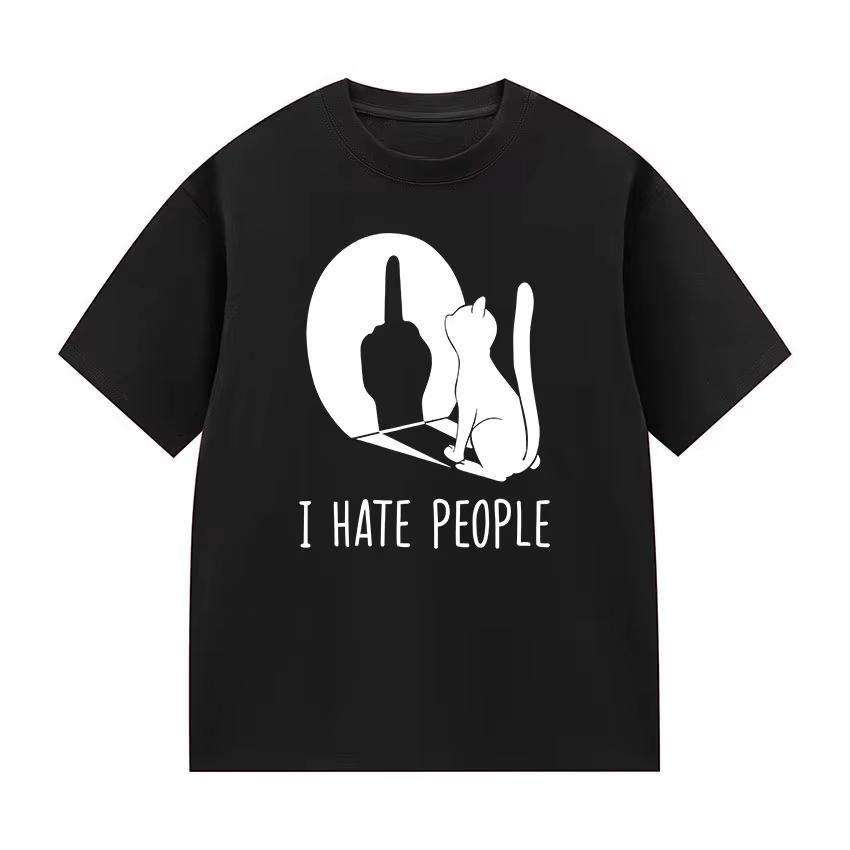 

Cat Shadow I Hate People Middle Finger T-Shirt Humor Funny Kitty Meme Graphic T Shirt Casual Fashion O-Neck Short Sleeve Top ... S разноцветный