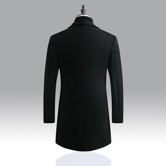 Autumn Men Trench Coat Solid Color Single Breasted Slim Fit Windproof Mid-length