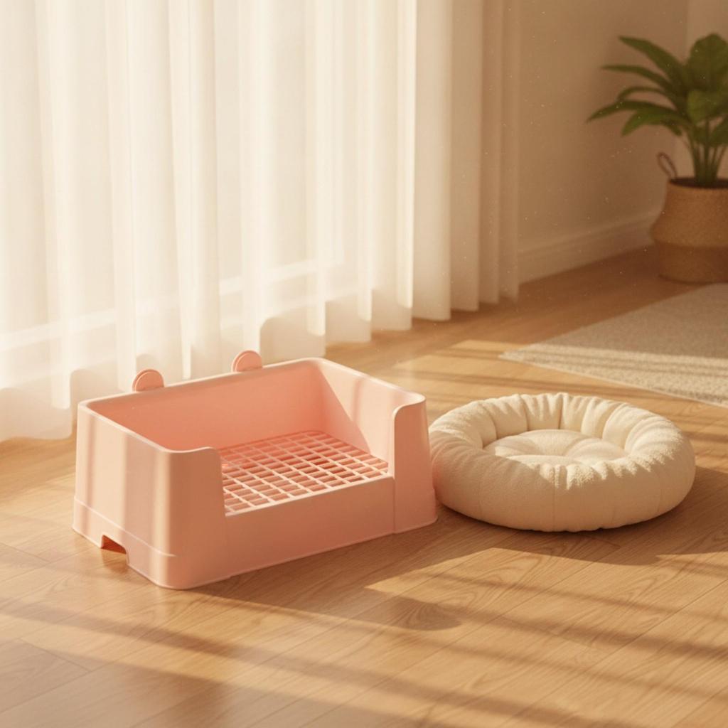Toilettes pour lapin avec grille en acier inoxydable Litière spacieuse pour lapin