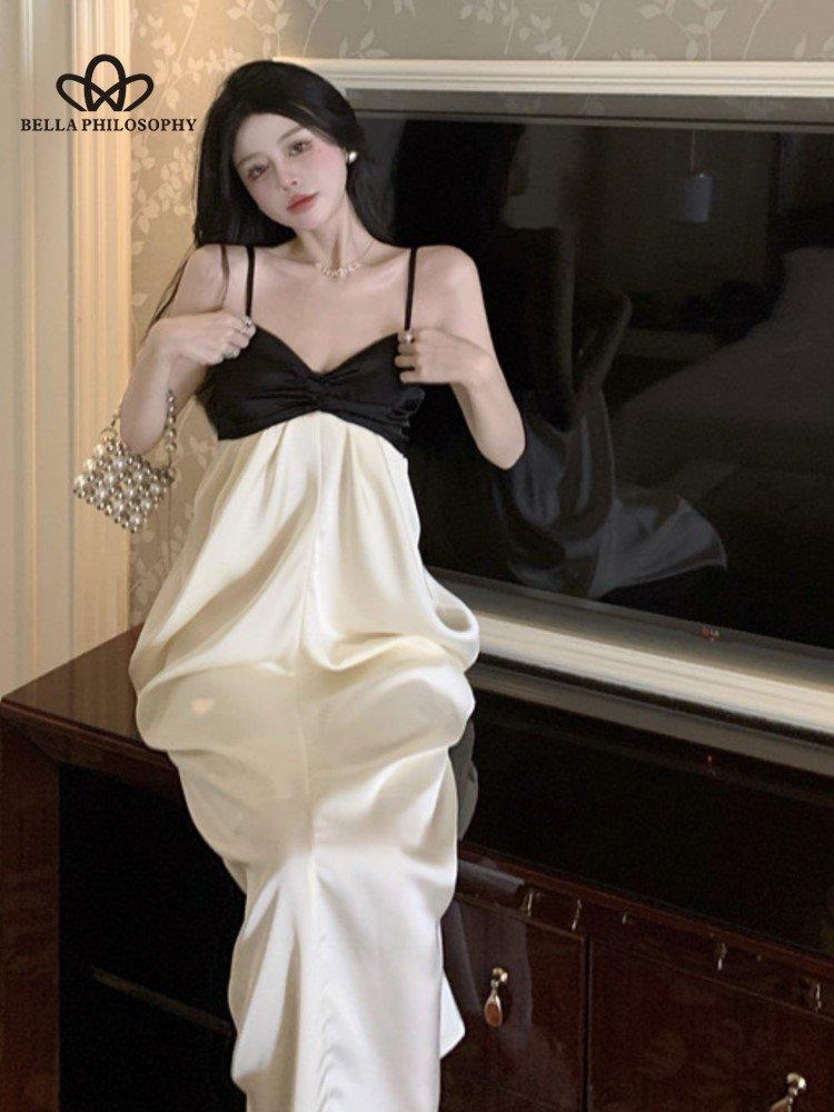 

Праздничное платье миди без рукавов с v-образным вырезом в стиле пэчворк, винтажное женское летнее пляжное платье на тонких бретельках, элегантное праздничное платье, корейская мода L белый