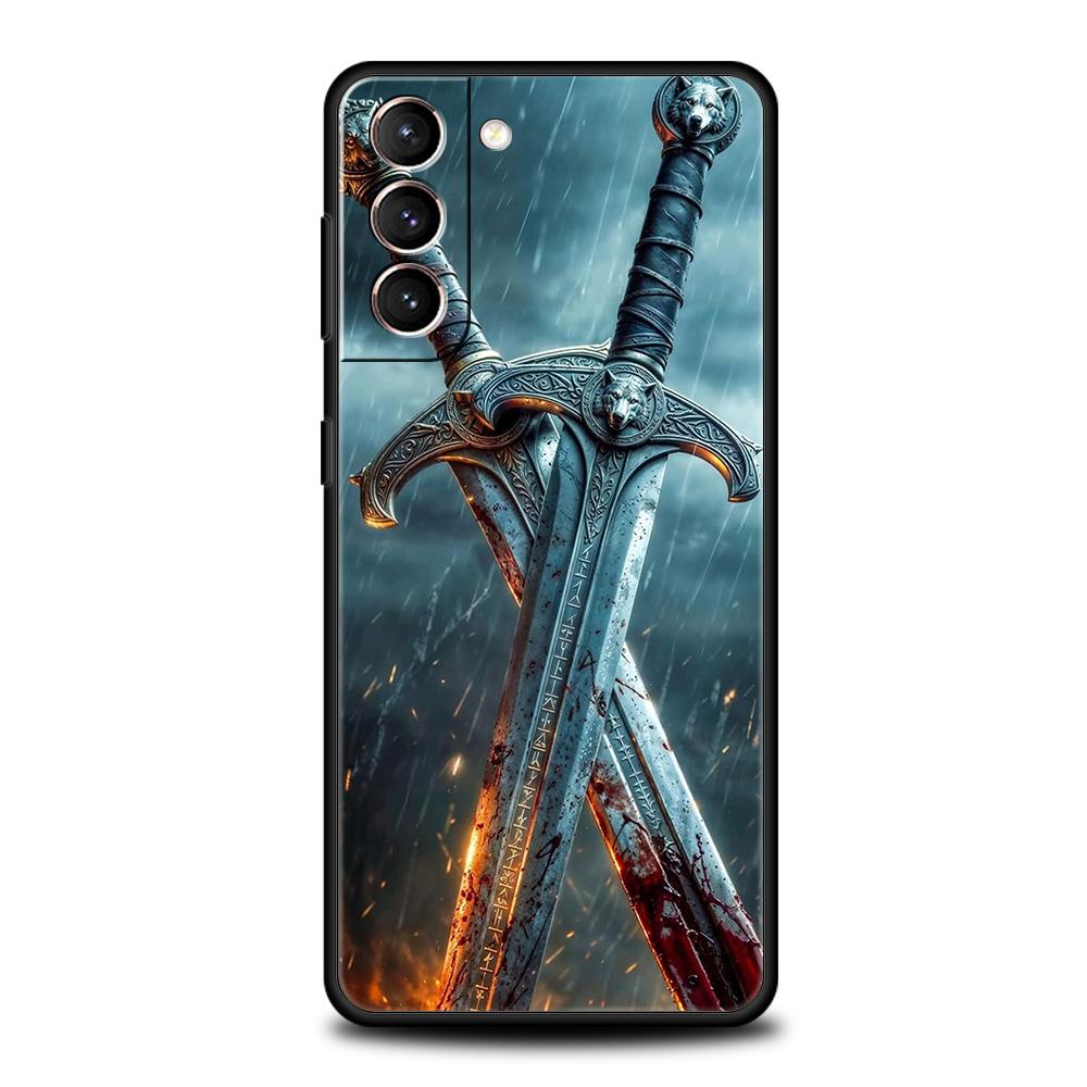 Handyhülle Cover für Samsung Galaxy S25 Edge S24 S23 S22 S20 S21 FE Ultra S10 S10E Plus 5G Weiches TPU Das Schwert Kreatives Muster
