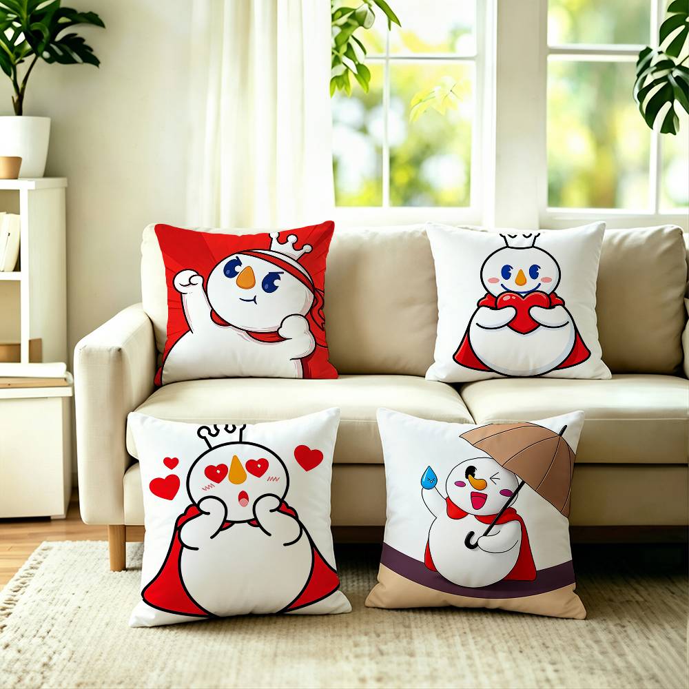 MMixue Ice City Snow Mascot Square DoubleSided Printed Pillow Case Bedroom Bedside Pillow Sofa Cushion Cover