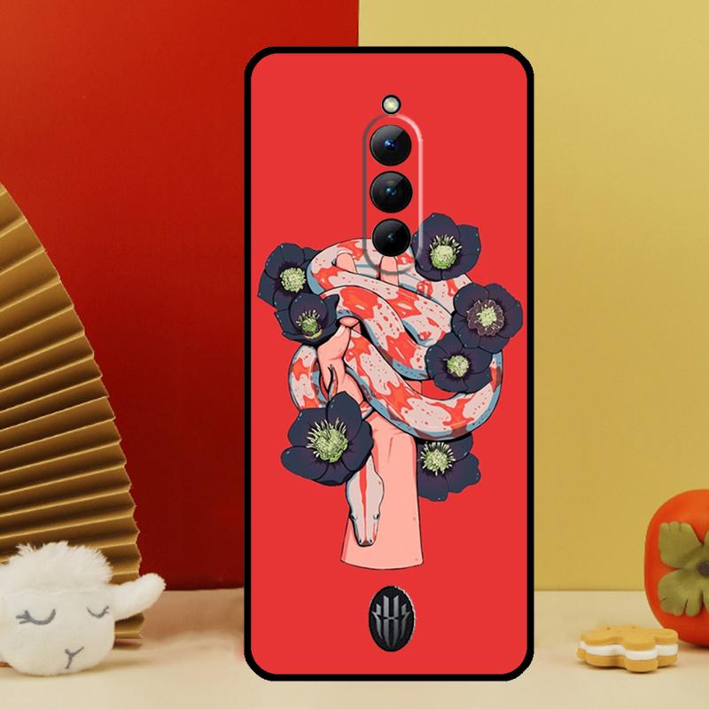 Hand Snake Flower Case For Nubia Red Magic 8 9 10 Pro Plus 6 7 6S 7S Pro 5G 6R RedMagic 9S 8S Pro Plus Cover