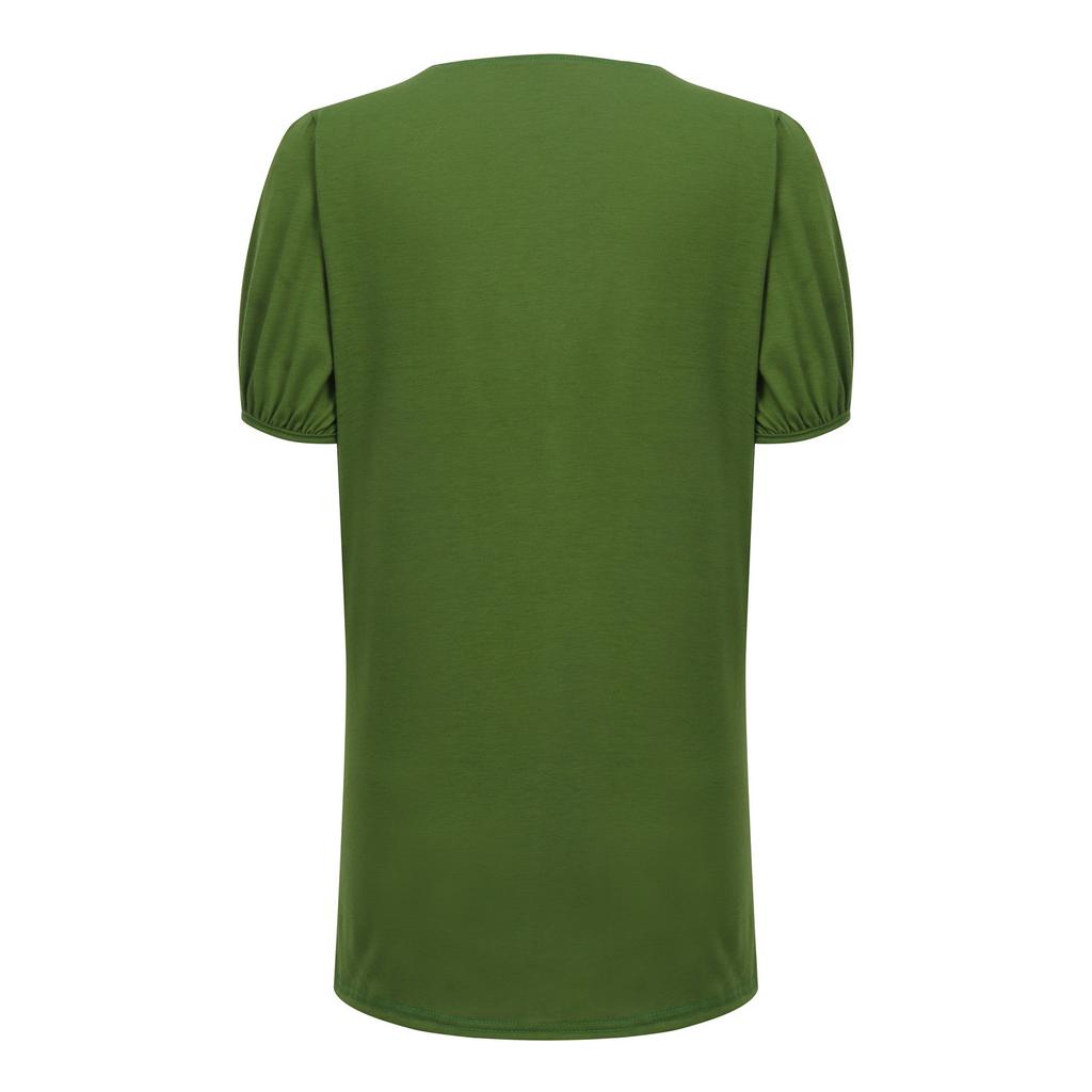 Women's Casual Fashion Zipper V-neck Solid Color Short Sleeve Top