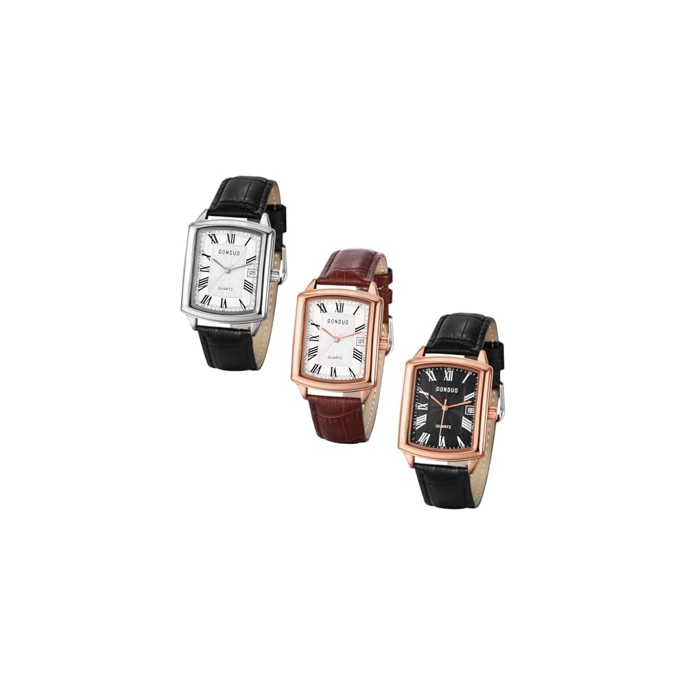 Seiko Men's Square Leather Watch Waterproof Quartz Brown Dial Roman Numerals Business Casual Timepiece