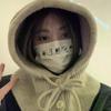 Korea Winter Hats and Scarf Set with Botton Scarf Balaclava Hat Warm Neck Set Women Knitted Wool Pullover Hat Gothic Y2k