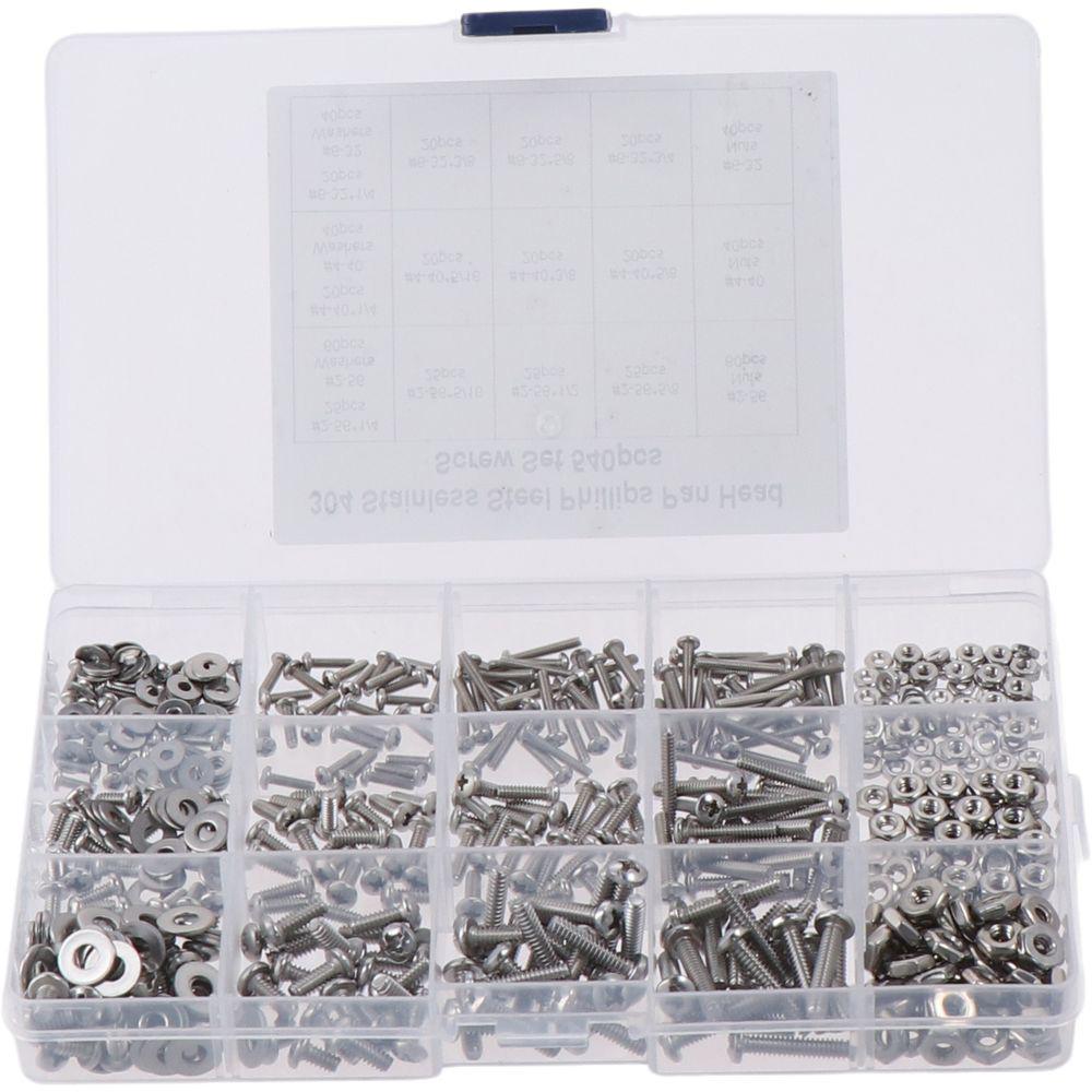 

540PCS 304 Stainless Steel Nuts and Bolts Assortment Kit Classified Instruments