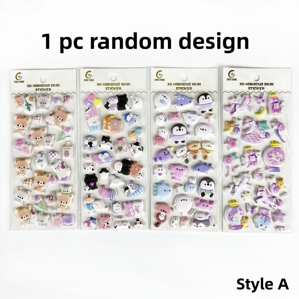 1 pc/4 pcs Cartoon Animals Pets Bear Ghost 3D Puffy Stickers Scrapbooking Diy Journal Stationery Sticker Decor School Supplies