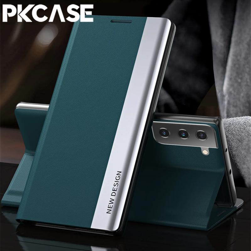 

PKCASE Magnetic Flip Leather Case for Samsung Galaxy A14 A34 A54 A50 A50S A70 A51 A52 A71 4G 5G Shockproof Flip Bracket Cover Galaxy A70 зелёный